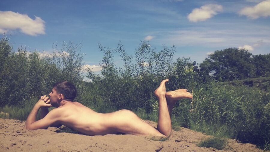 Nude guy in nature