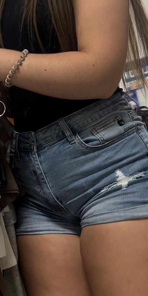 Candid Bubble Butt Teen Jean Shorts