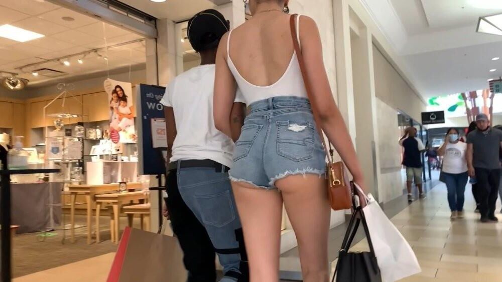 Sincero Pernas Longas Latina Adolescente Bochechas Jean Shorts