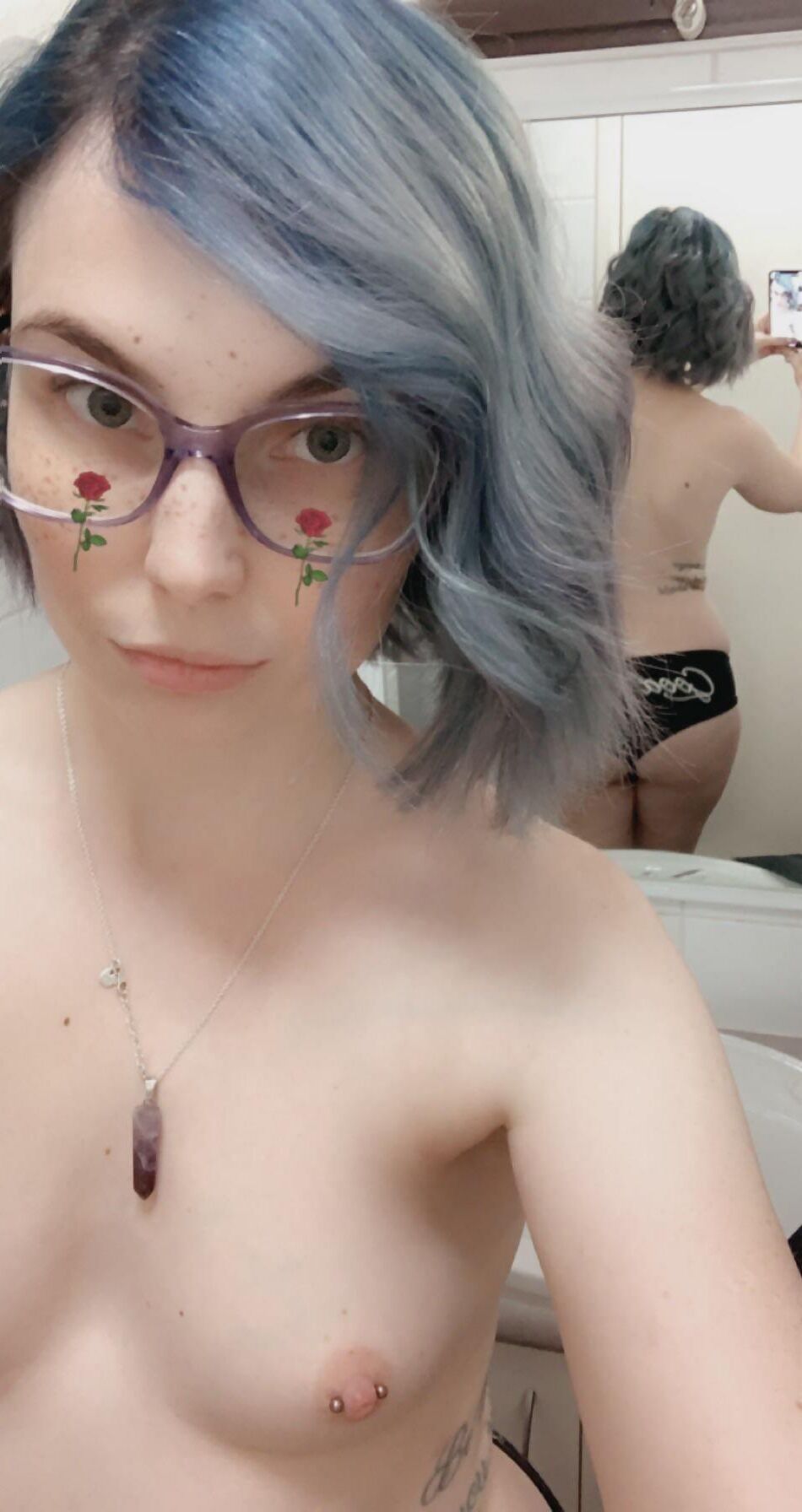 skinny teen with blue hair