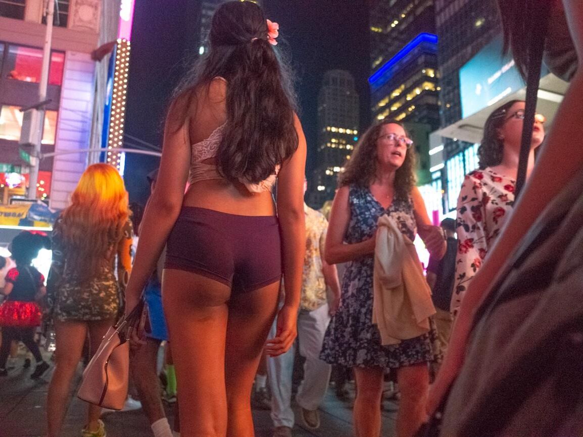 times square slut showing off her tight little ass