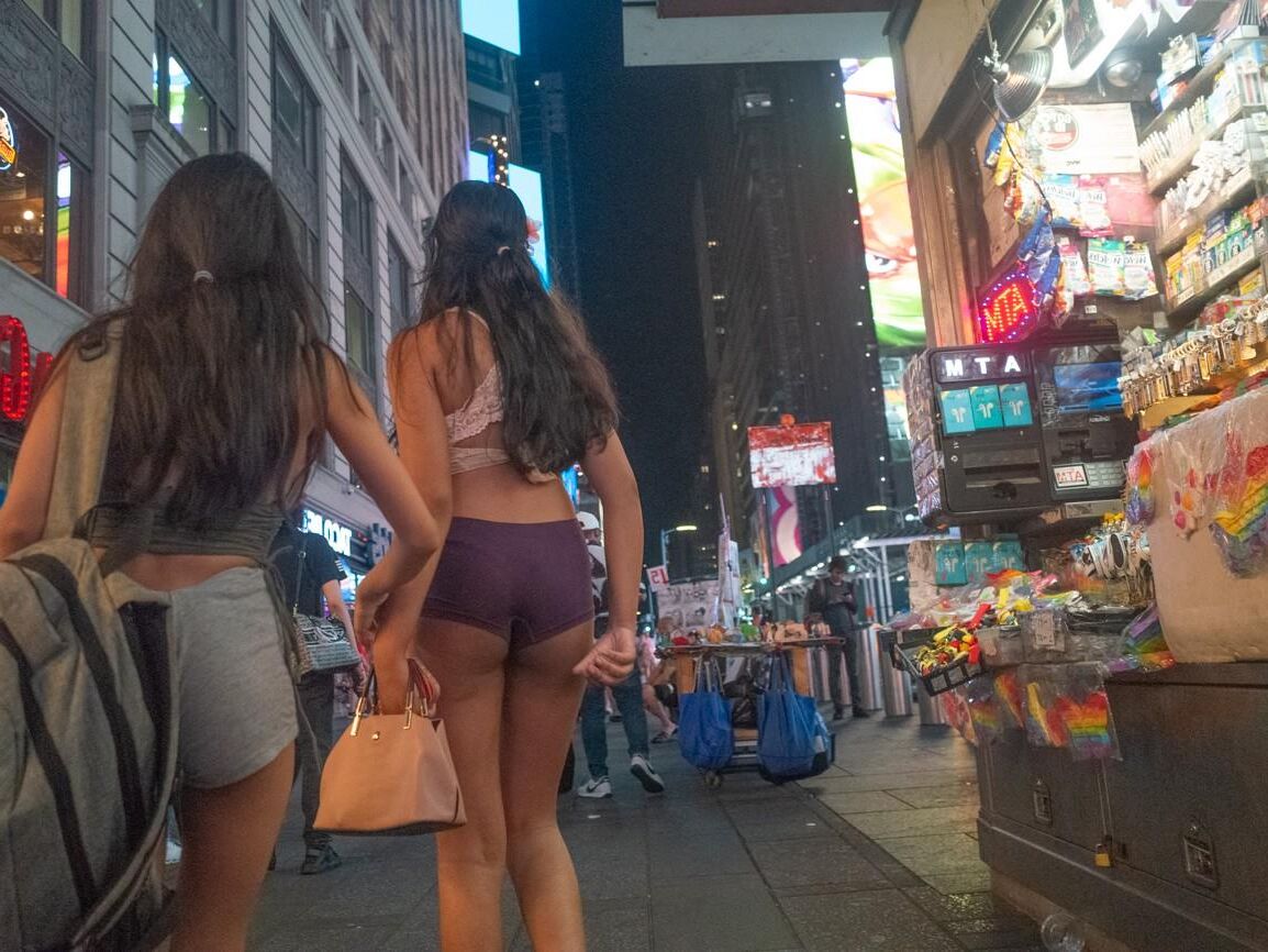 times square slut showing off her tight little ass