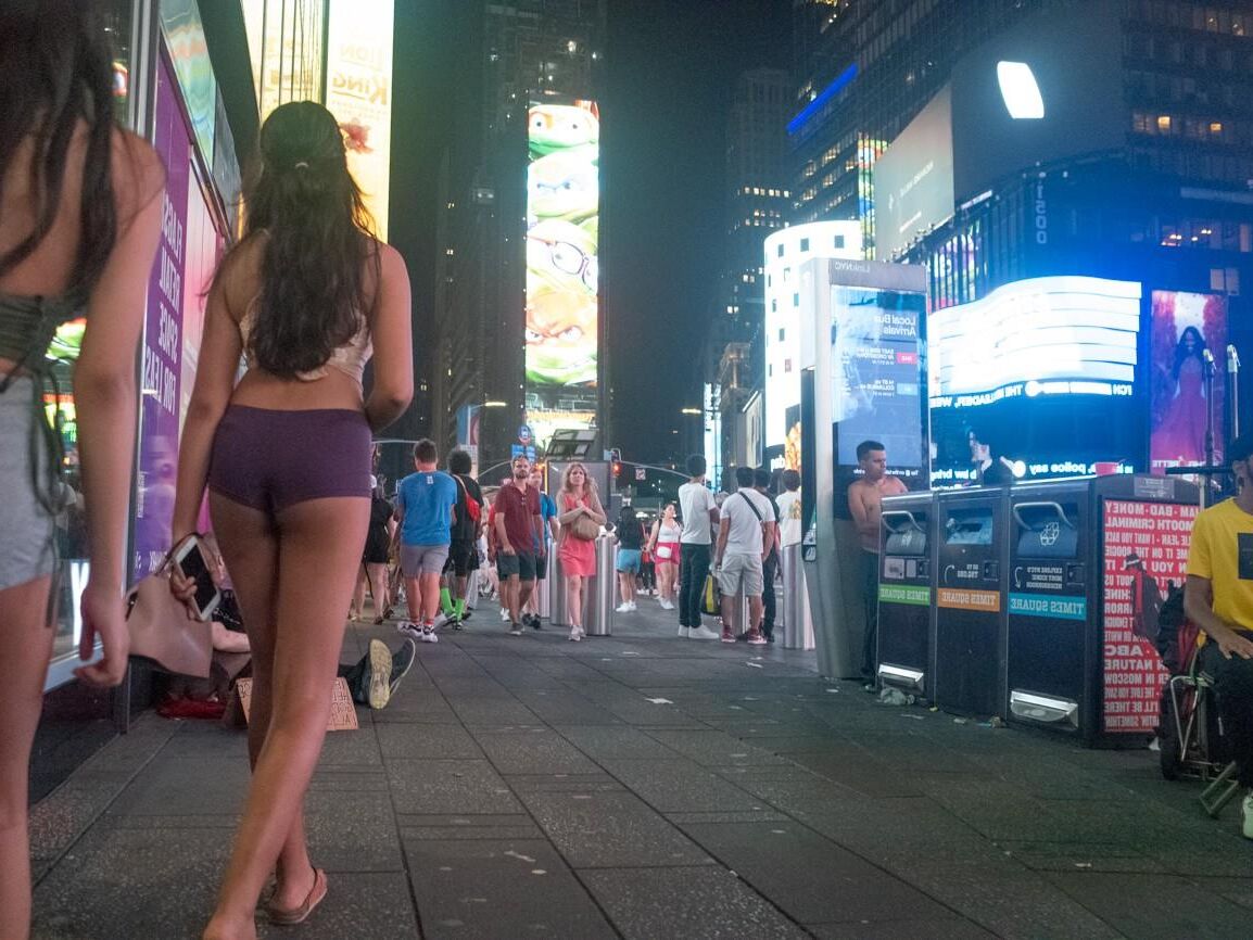 times square slut showing off her tight little ass