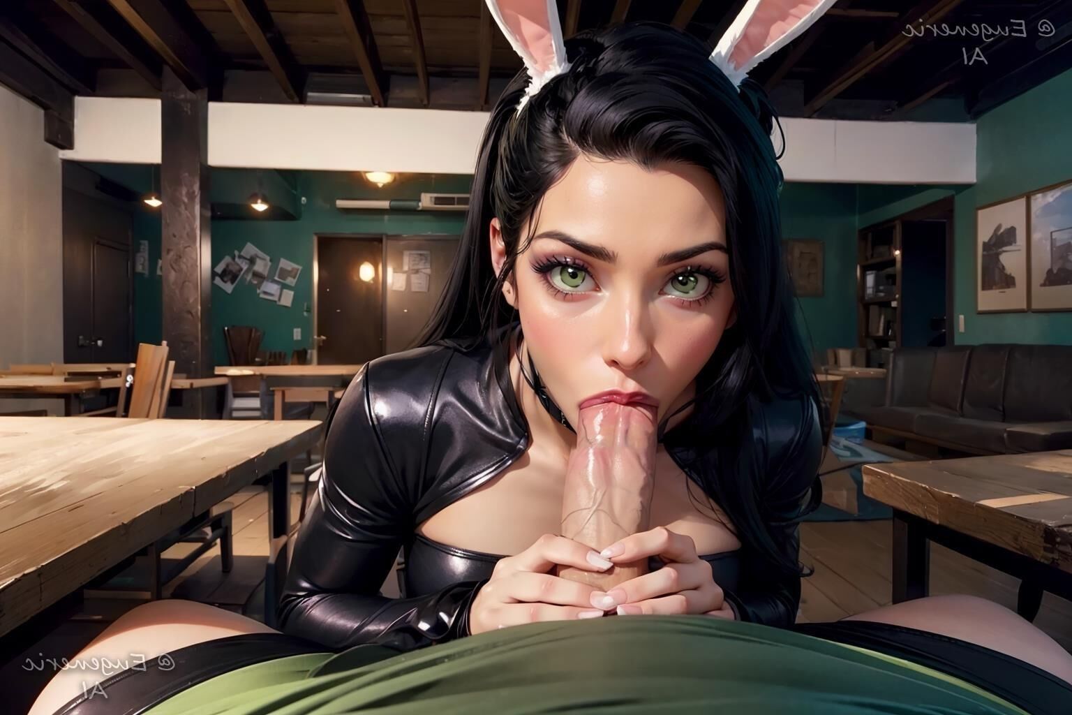 AI KI mignon lapin en cuir latex adolescent