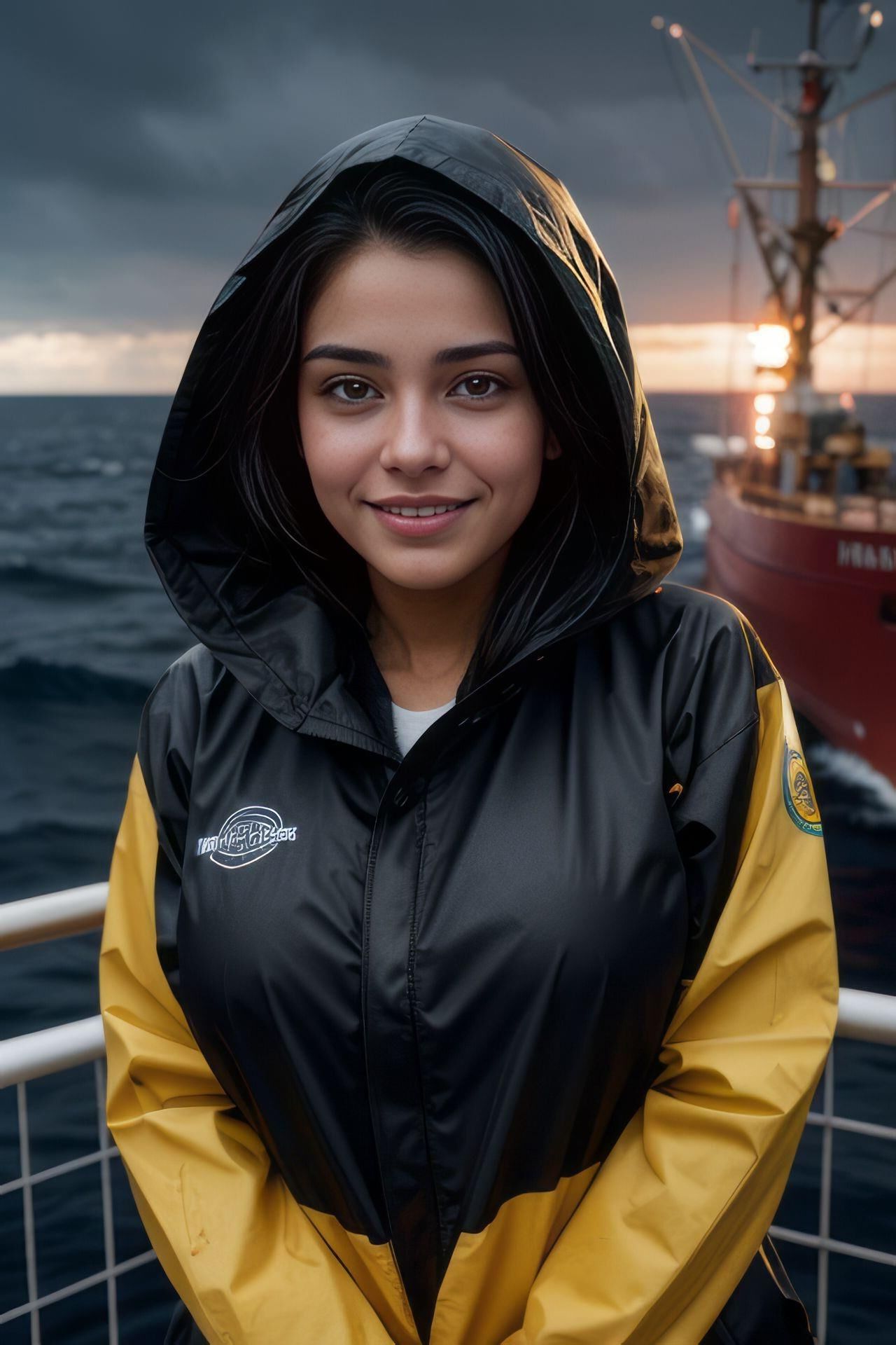 Vestido de látex AI KI brilhante com aparência molhada, jaqueta de chuva para meninas