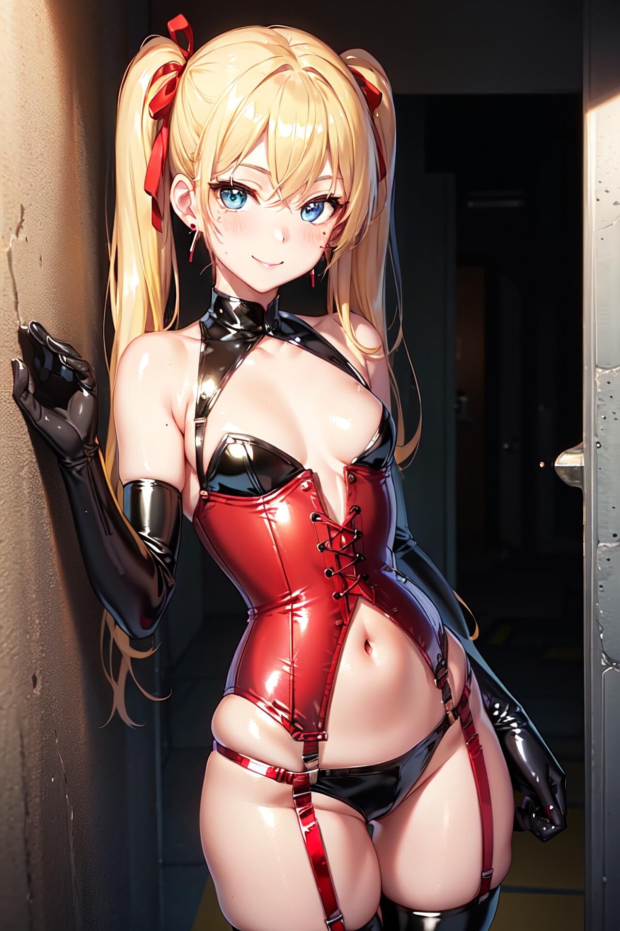 AI KI Comic Teen Girl PVC Latex Shiny Dress 