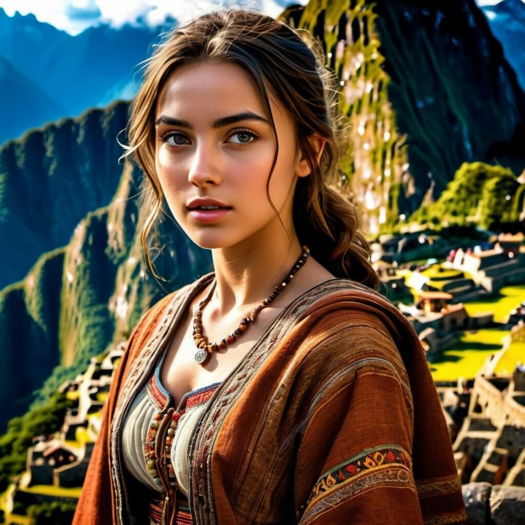 Native Peruvian woman at Machu Picchu