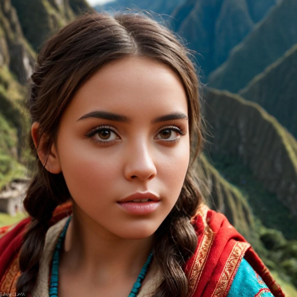 Native Peruvian woman at Machu Picchu