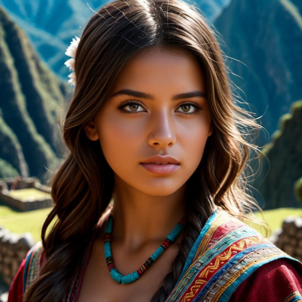 Native Peruvian woman at Machu Picchu