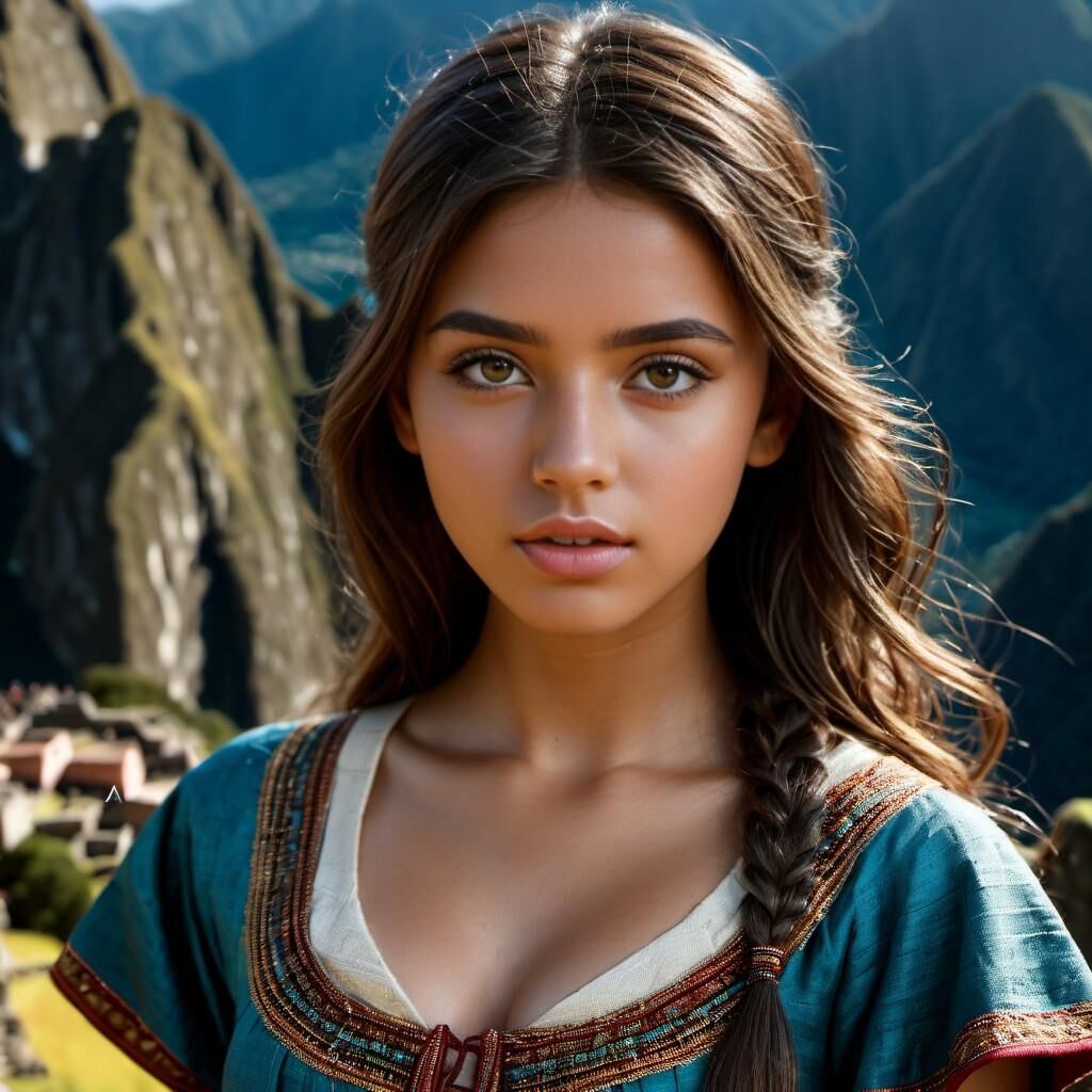 Native Peruvian woman at Machu Picchu