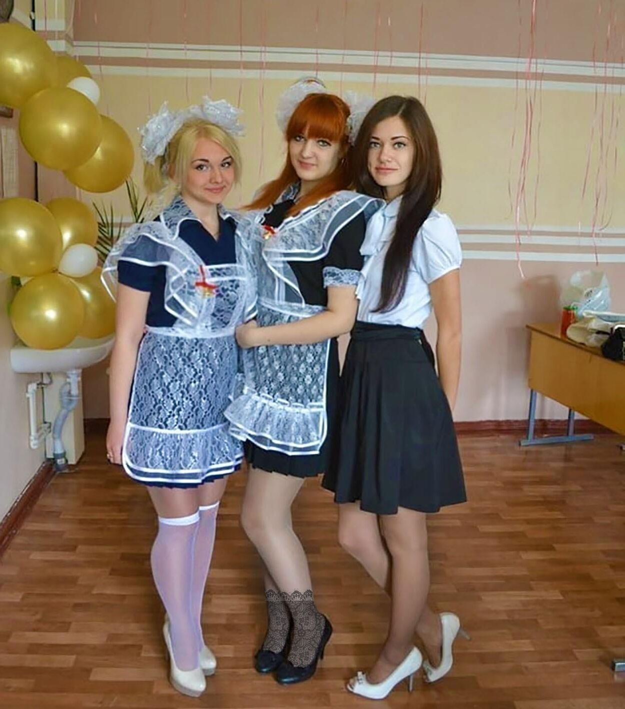 Russian schoolgirls in their frilly uniforms