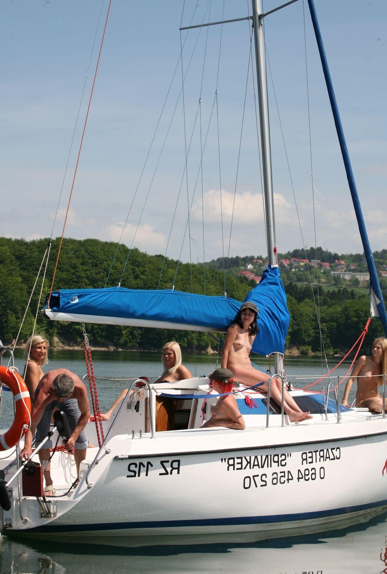 Polish hot babes on lake cruise