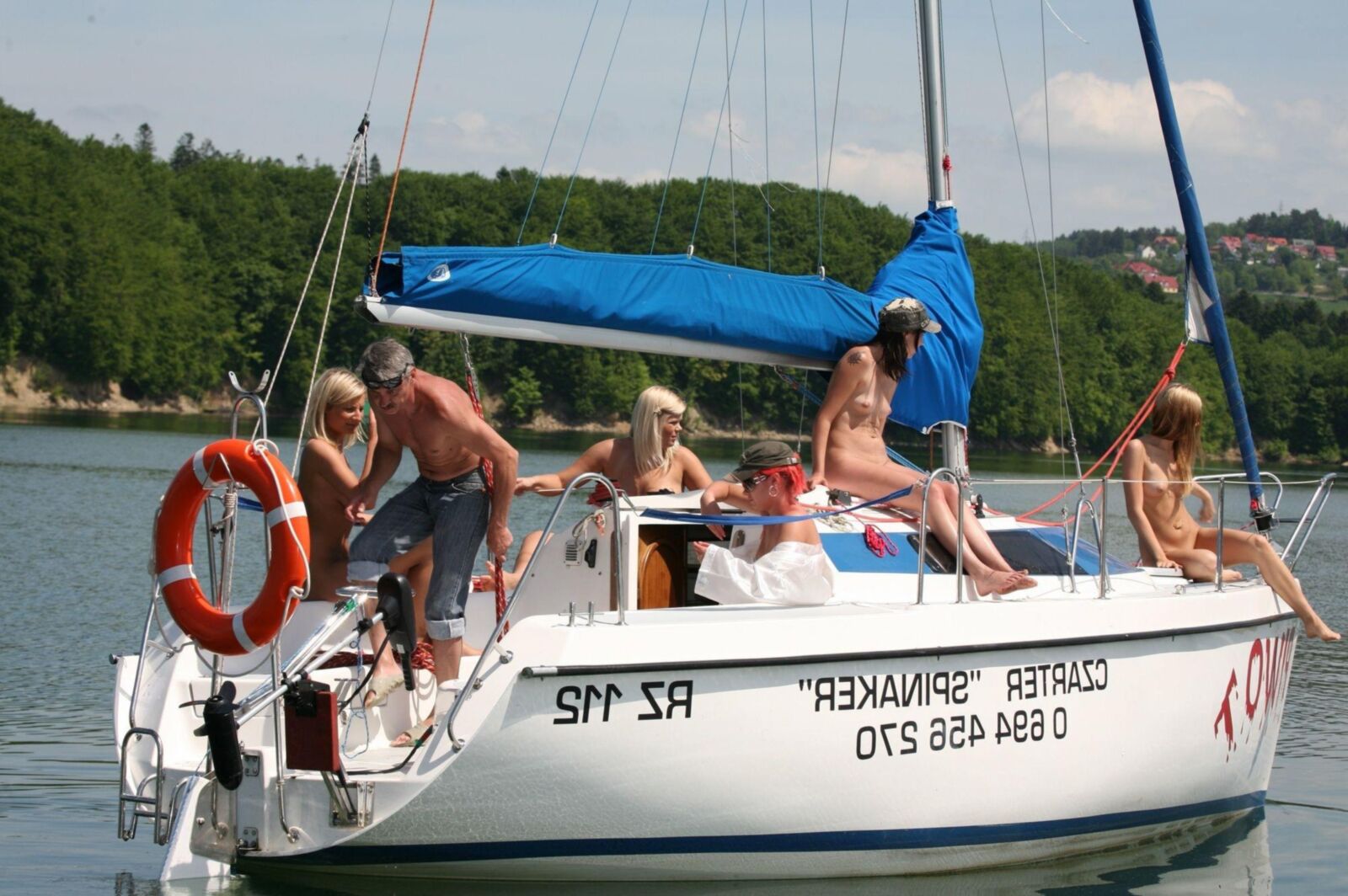 Polish hot babes on lake cruise