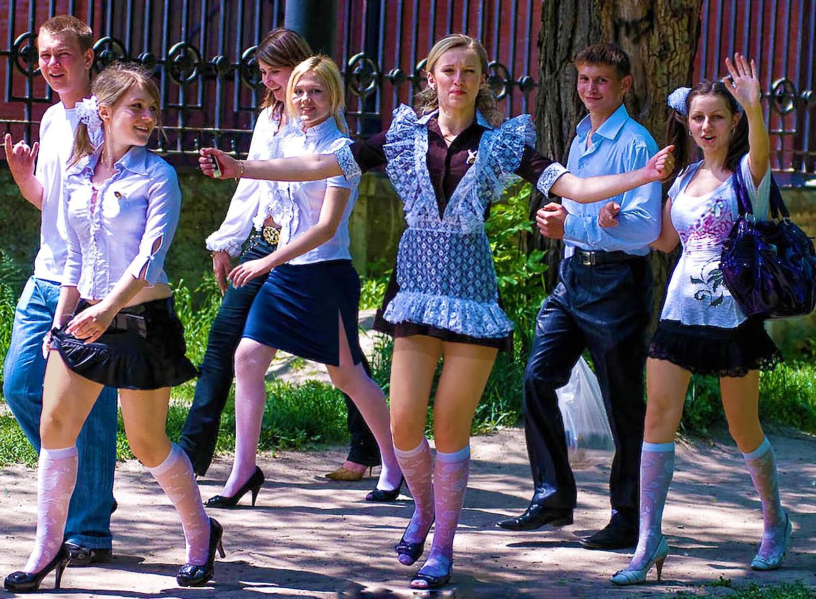 Summer Schoolgirl Party at the City Fountain