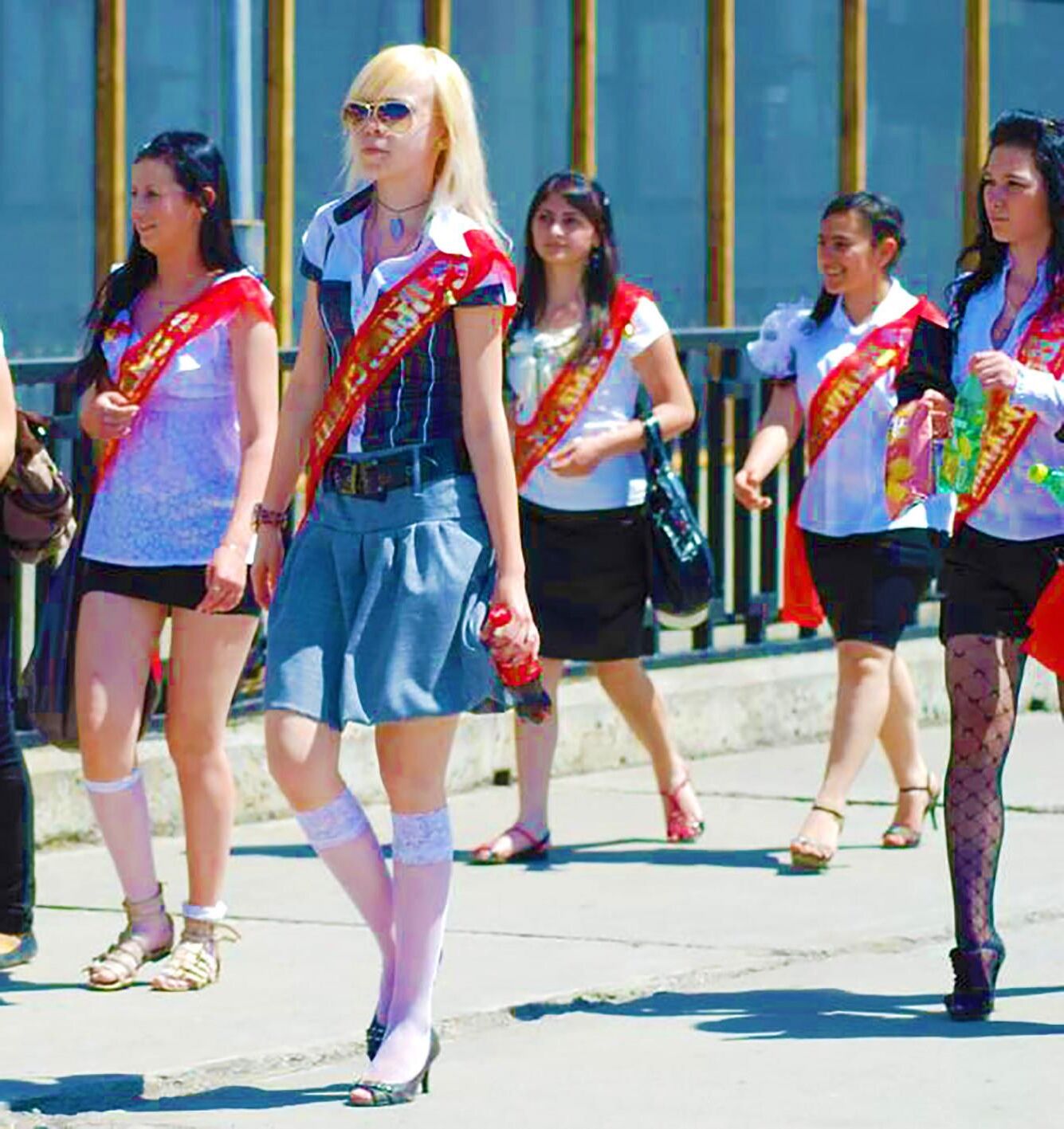 Summer Schoolgirl Party at the City Fountain