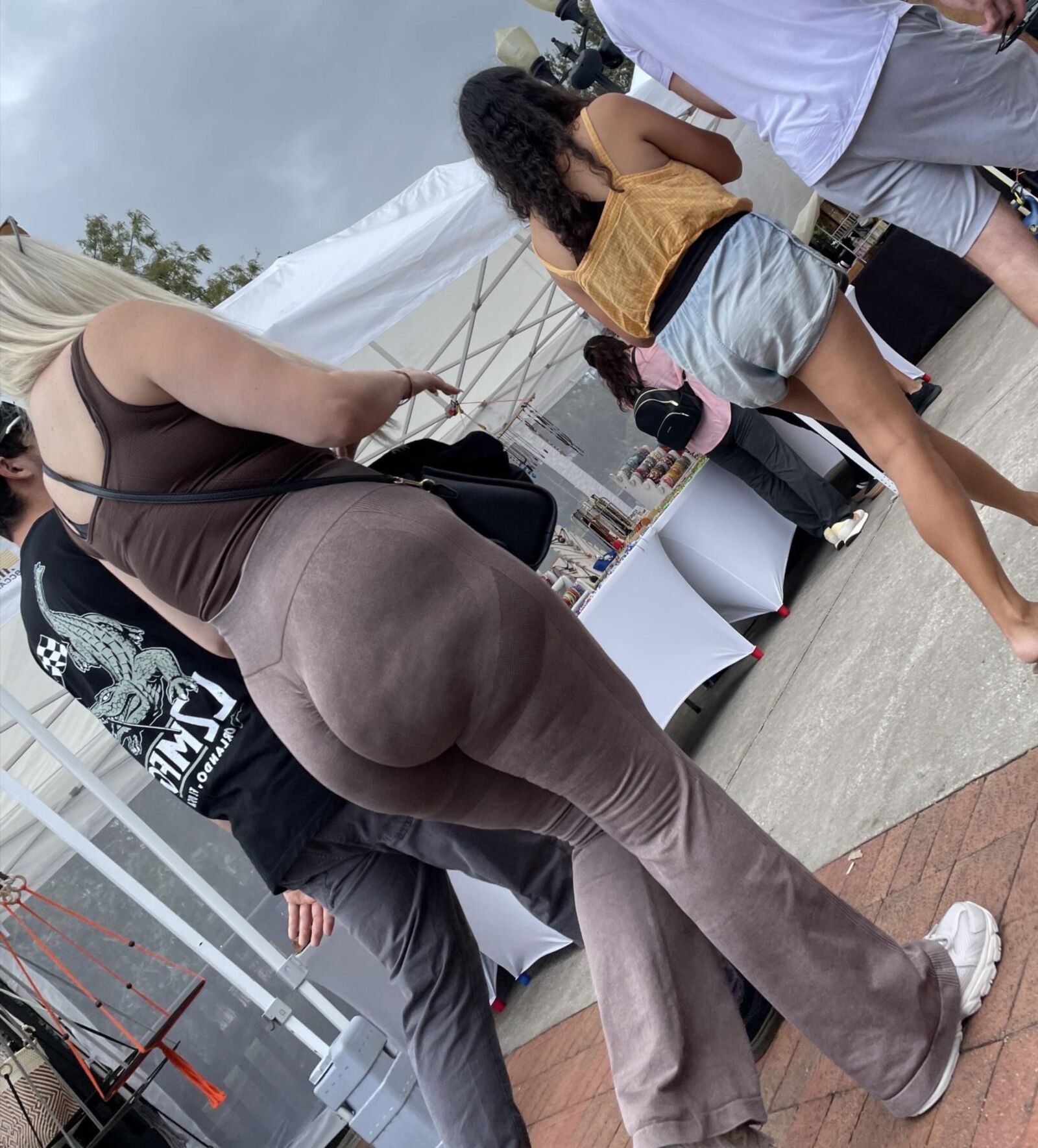 Candid Blonde Big Ass Tight Leggings