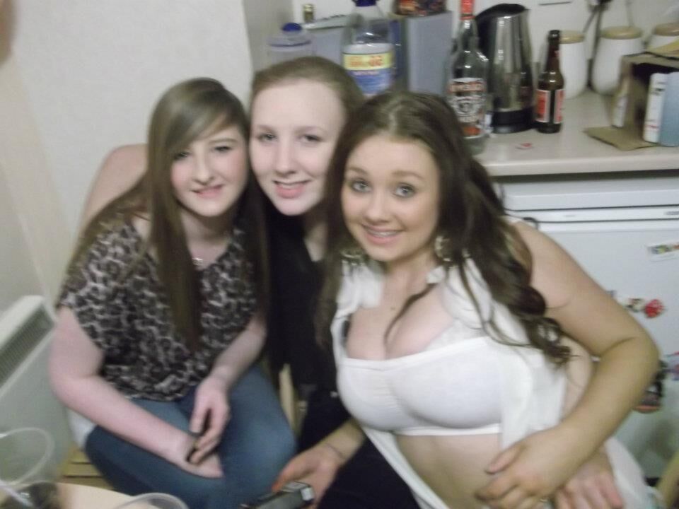 Dolled up chav with lovely round tits