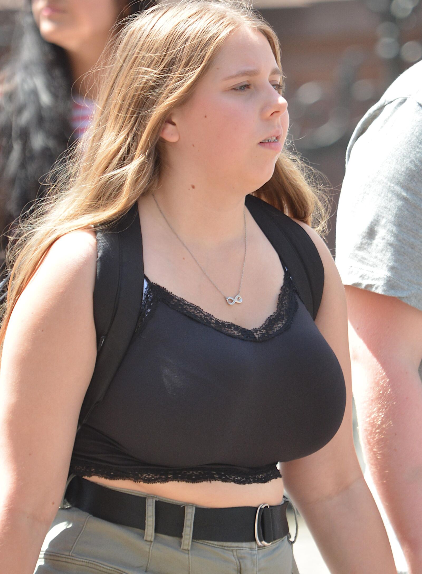 Public Fat Udders on the street, No chance to Hide the Big Tits