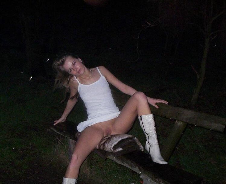 Teenage blonde poses in nature