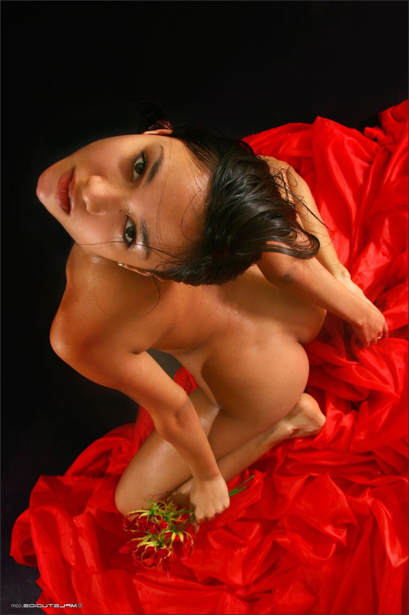Kamilla / Lydia / Donita russian teen oiled up, with flower