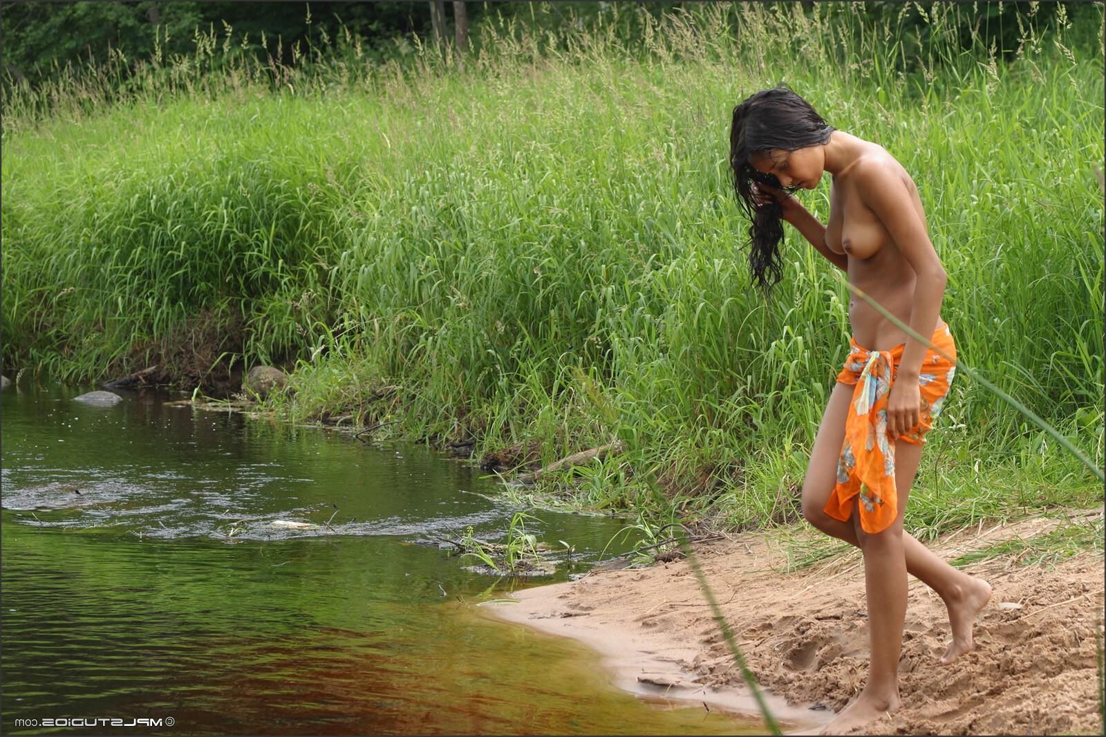 Kamilla / Lydia / Donita russian teen bathing in the pond