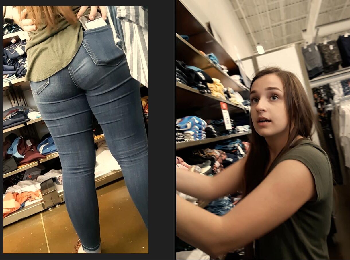 Teen in jeans at Old Navy