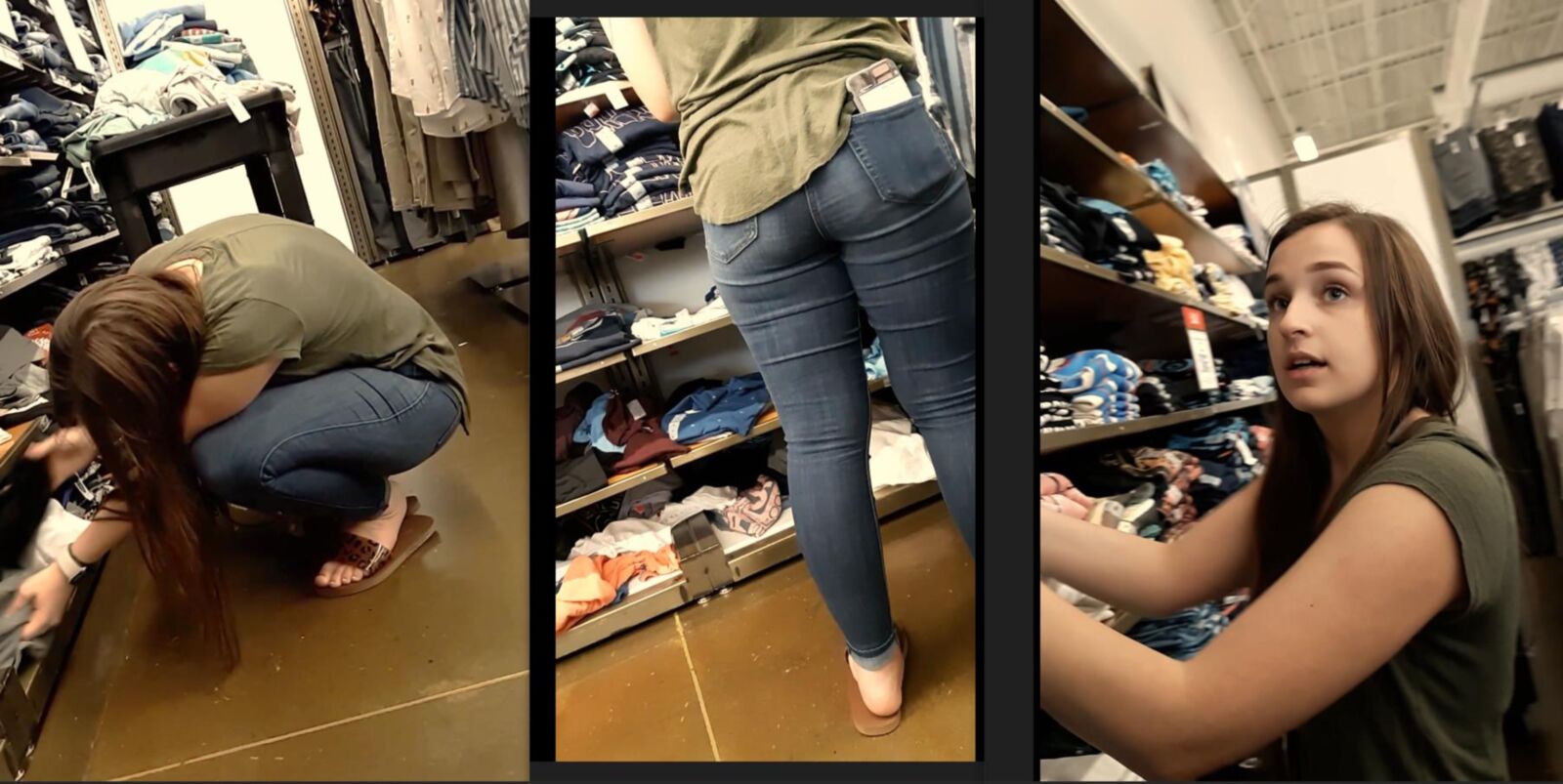 Teen in jeans at Old Navy
