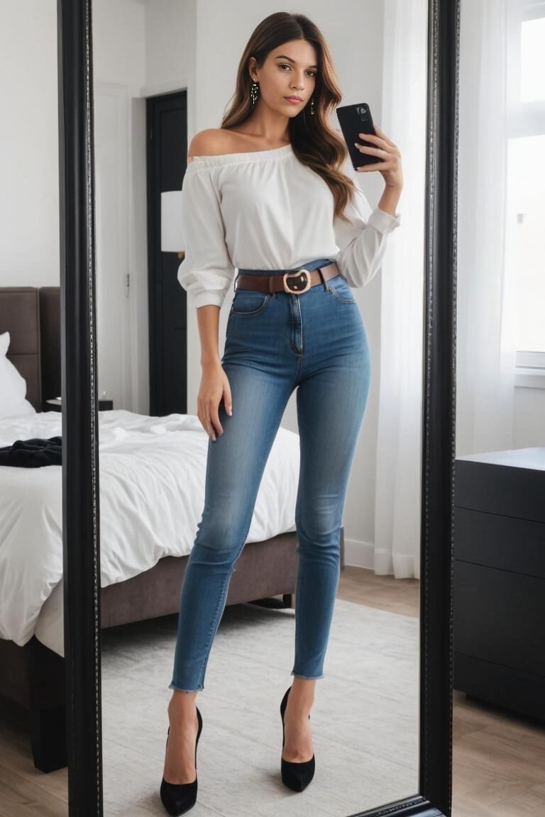 AI Girl modellieren Denim -Jeans