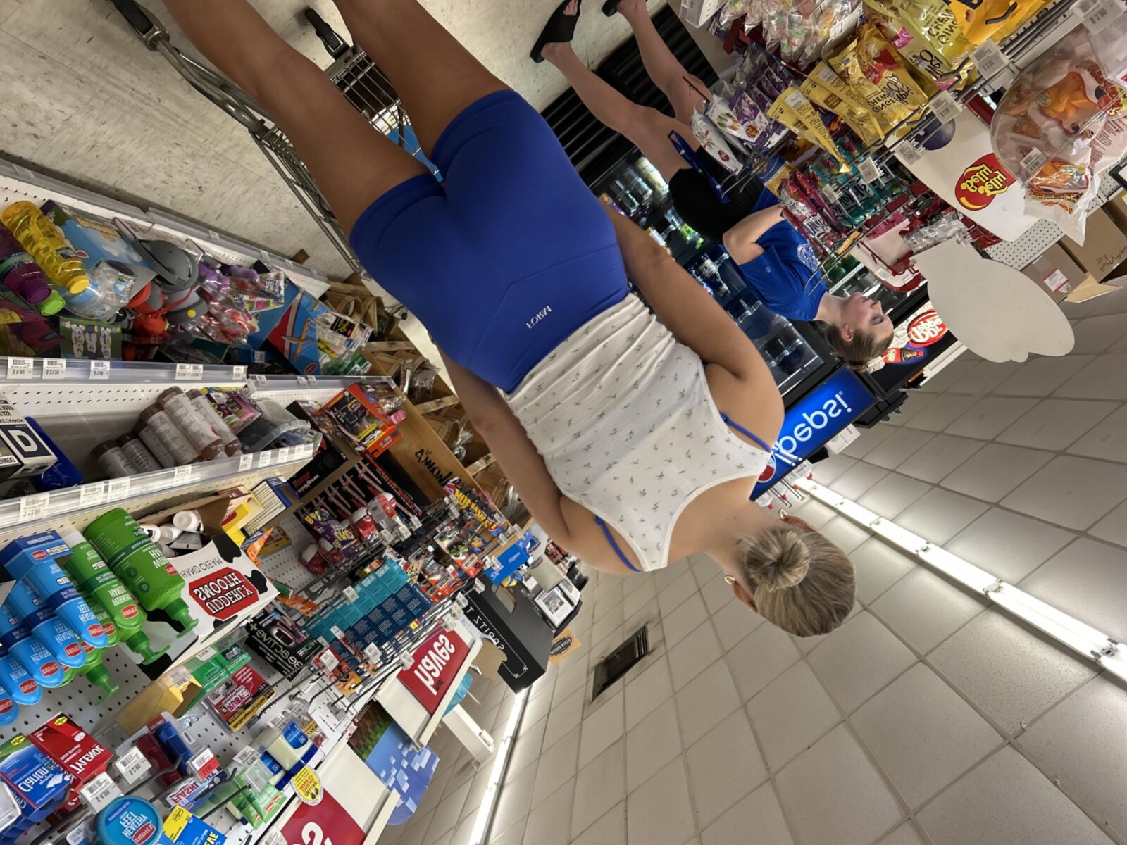 perfect teen hottie in blue spandex
