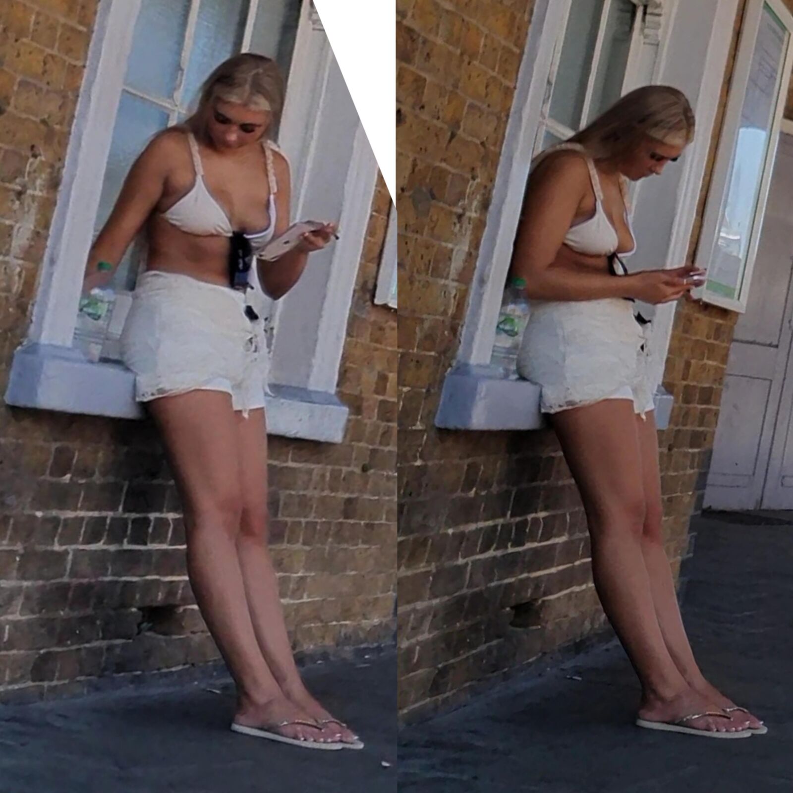[CANDID] Chav Blonde Teen Pernas e pés