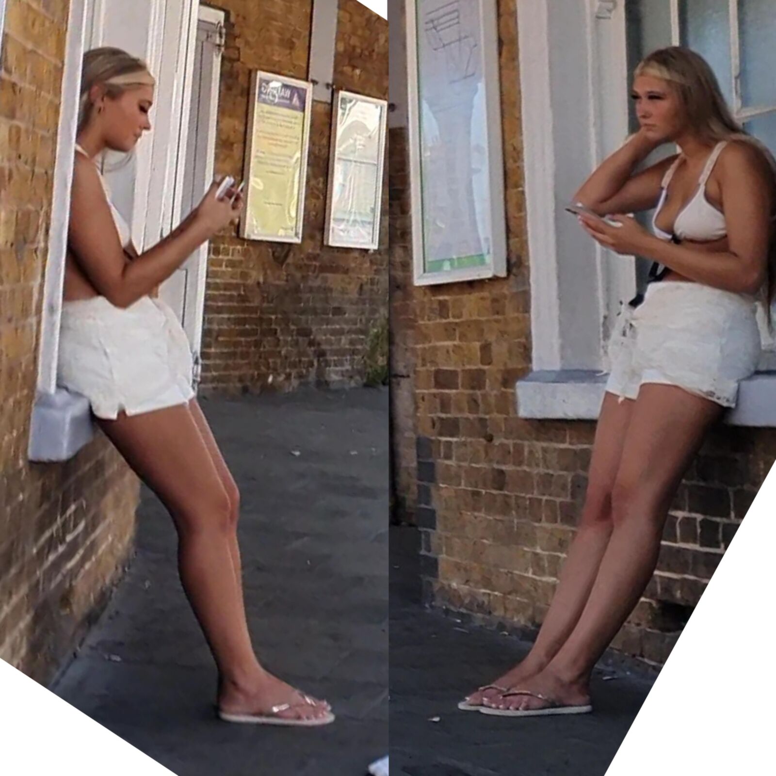 [CANDID] Chav Blonde Teen Pernas e pés