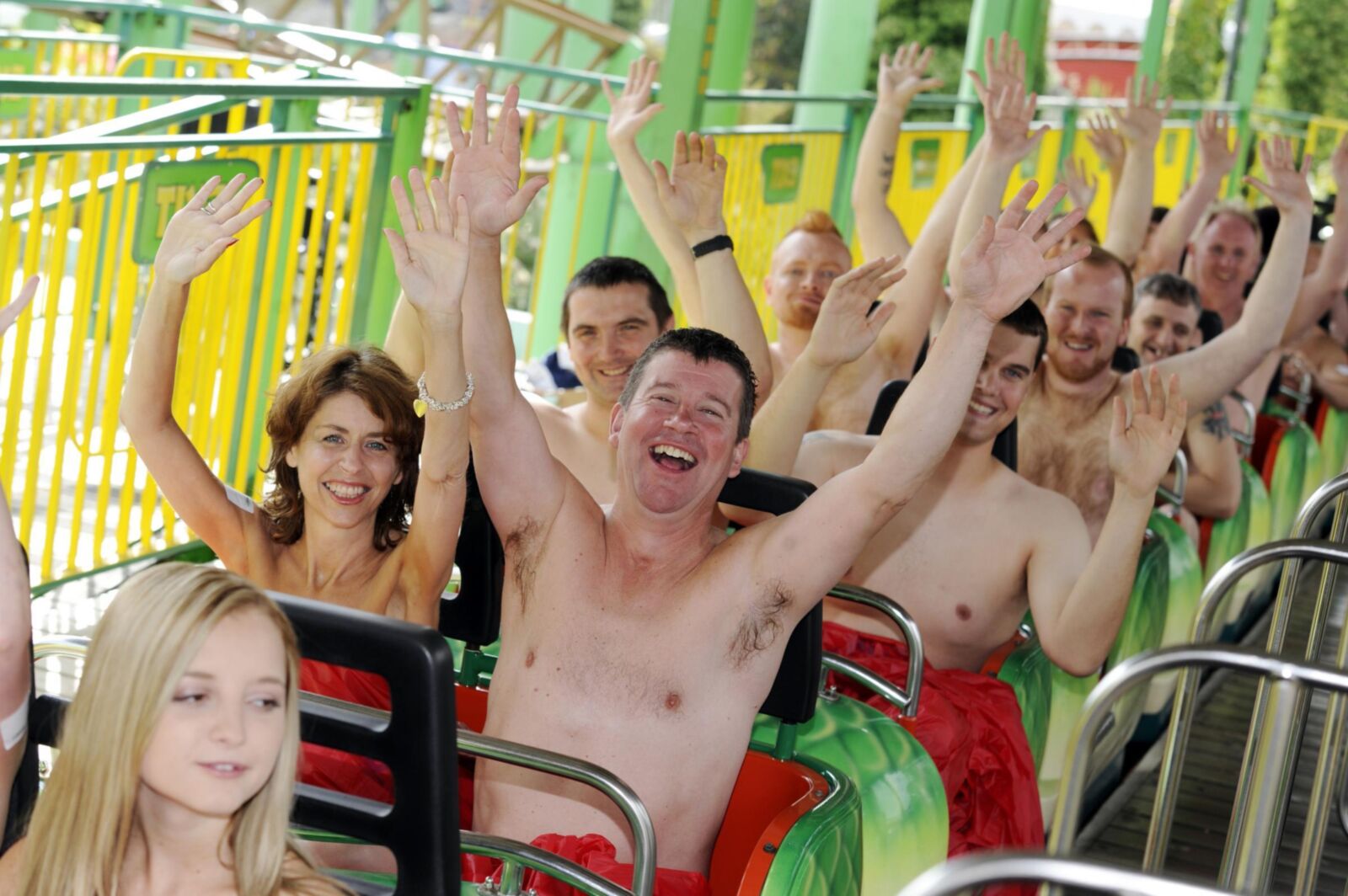 Mother and daughter nude on the rollercoster