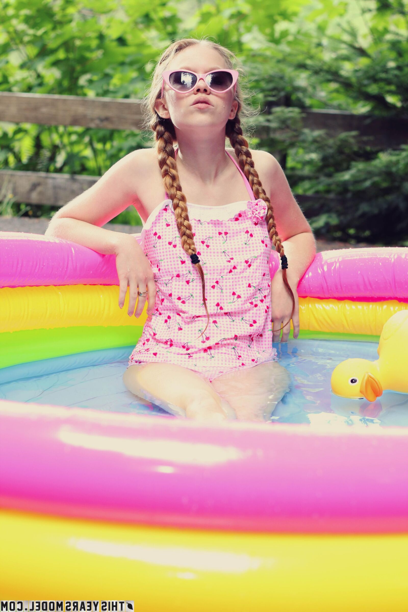 Dolly Bathing in Pool