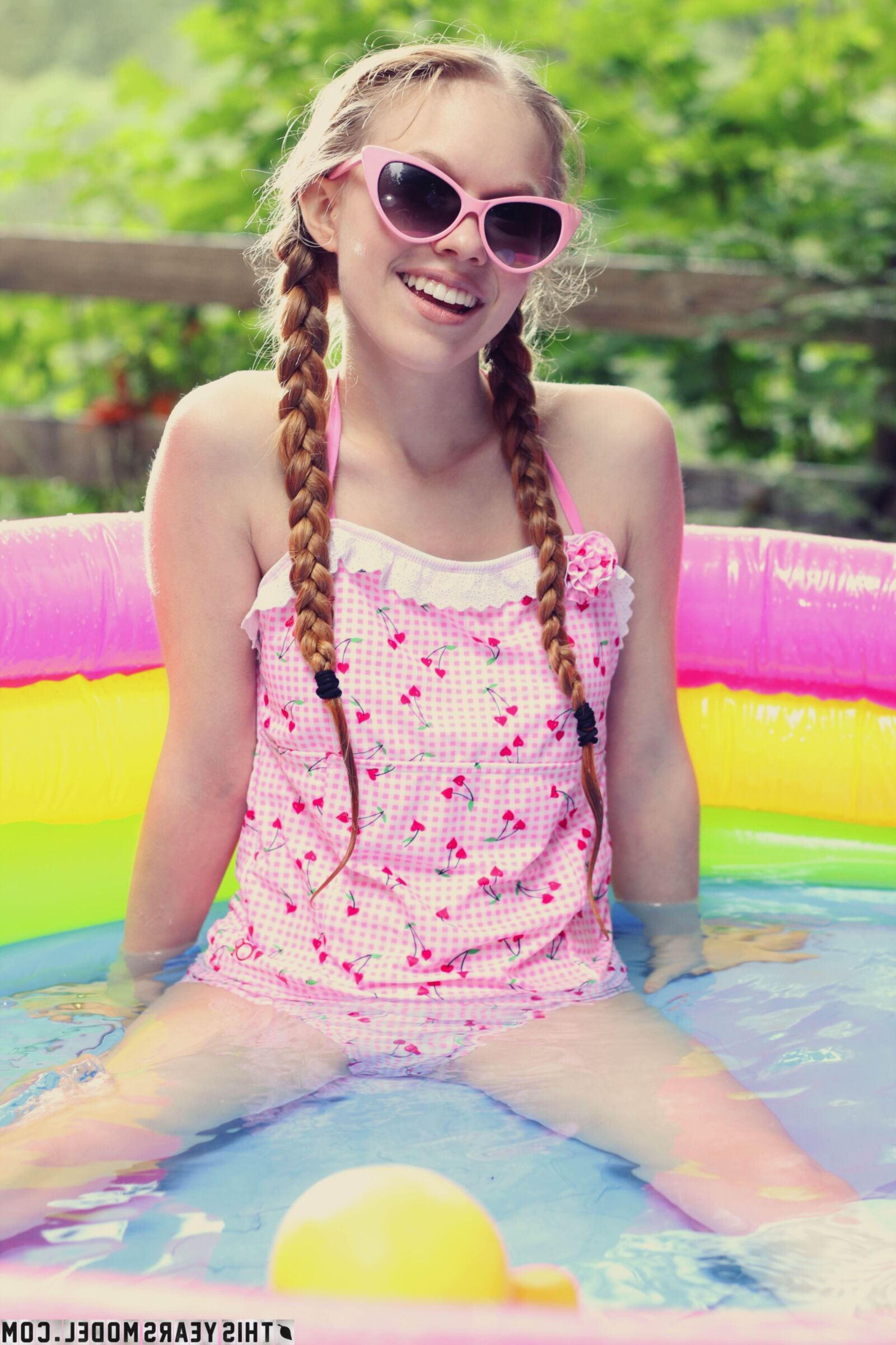 Dolly Bathing in Pool