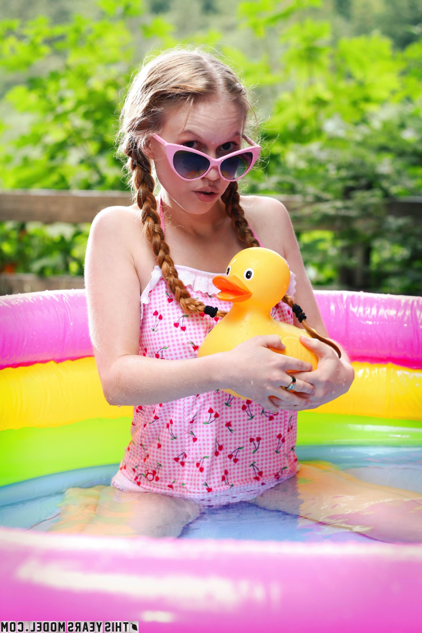 Dolly Bathing in Pool