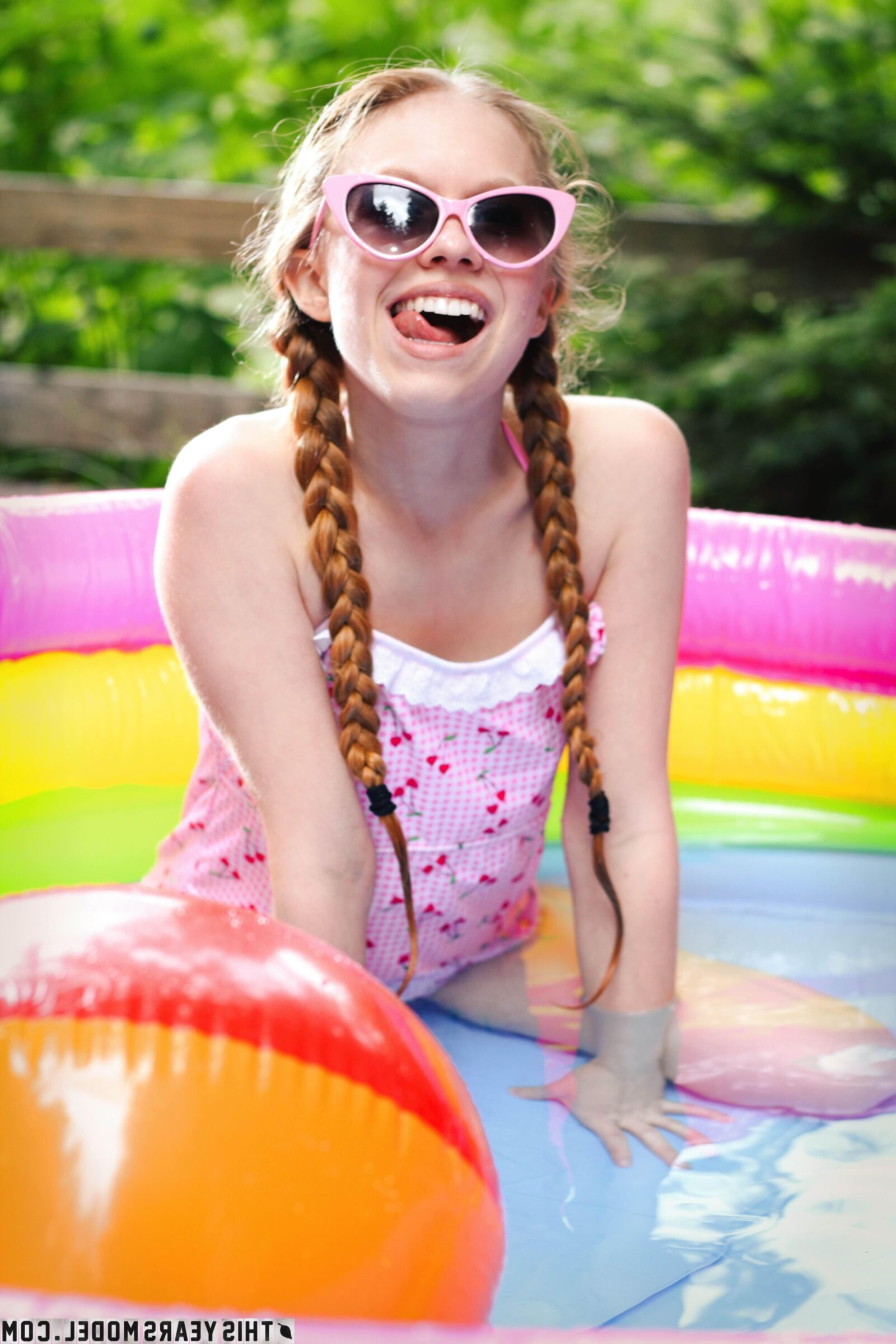 Dolly Bathing in Pool