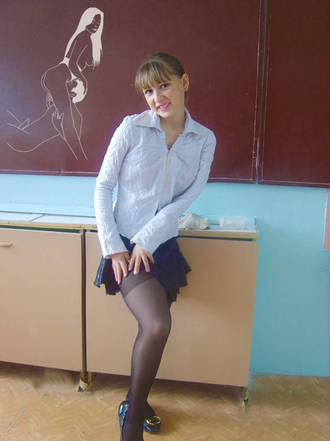 Larissas russian female Students and Teachers in Classroom 