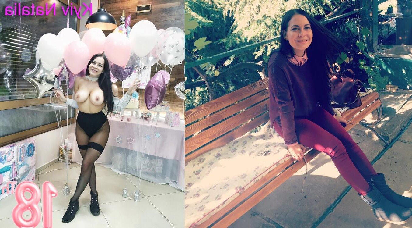 Celebrando ese cumpleaños en topless y pantimedias natalia