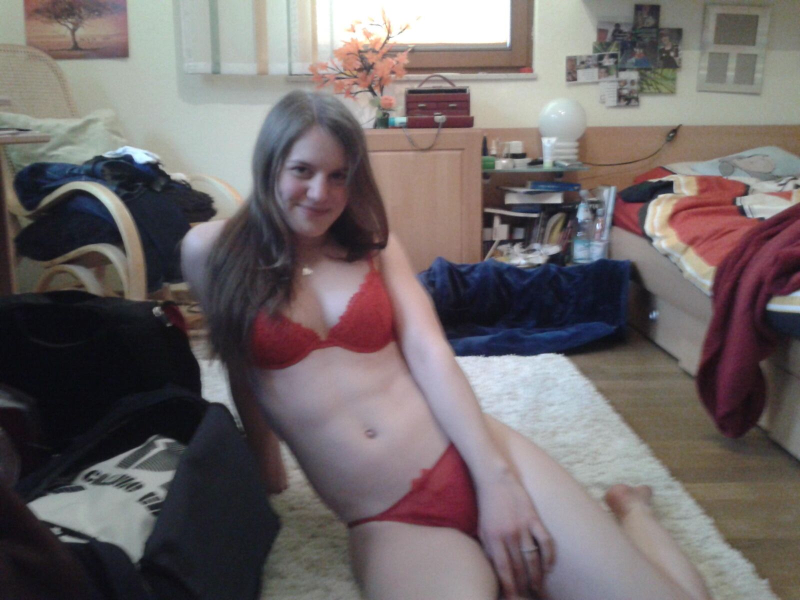 Roommate convinced to pose