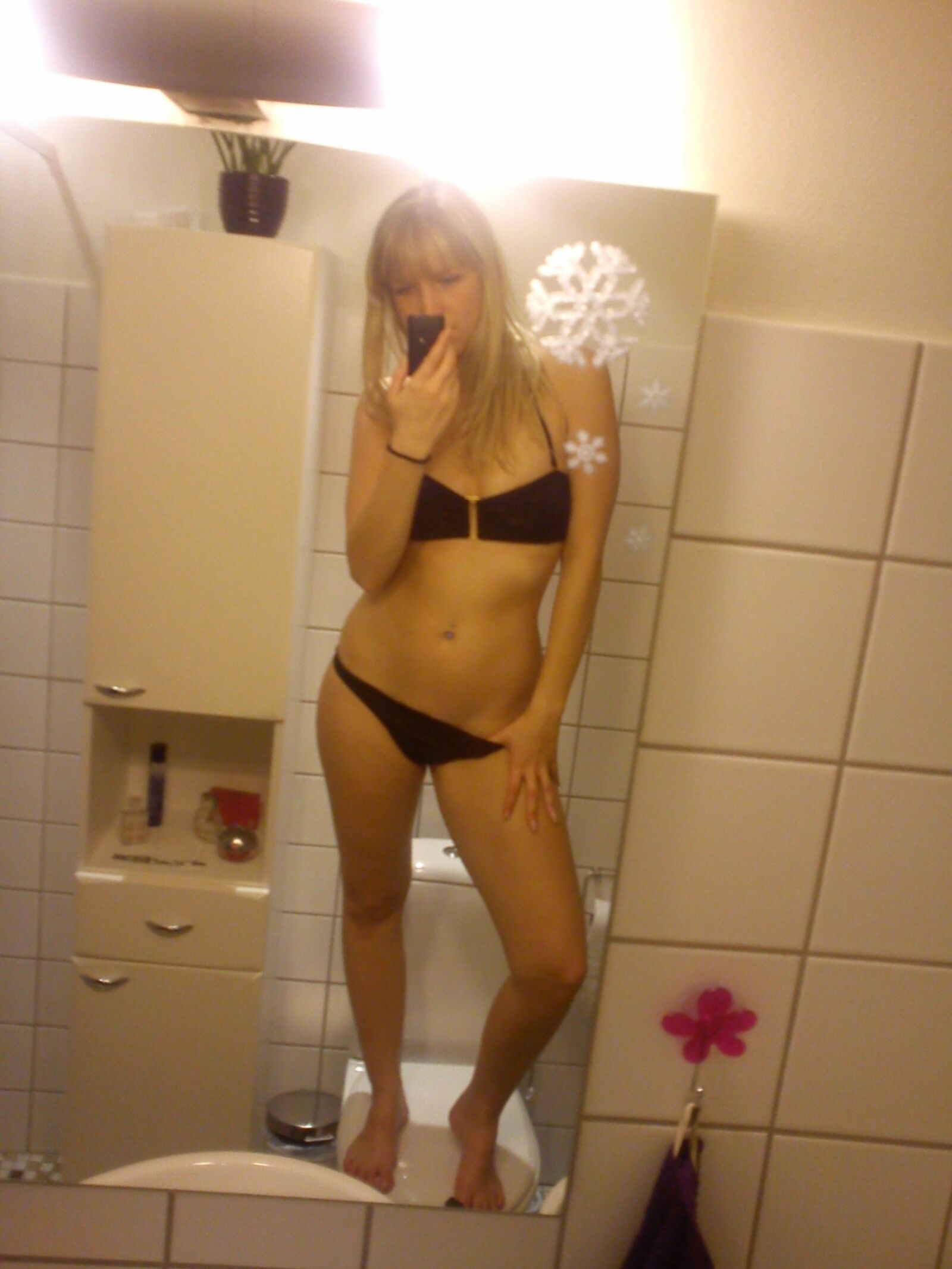 Superbes selfies de petite amie blonde