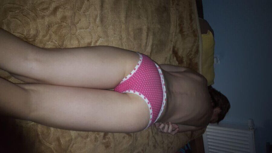 Skinny Polish Net Slut Maja K. in pink undies polkadot