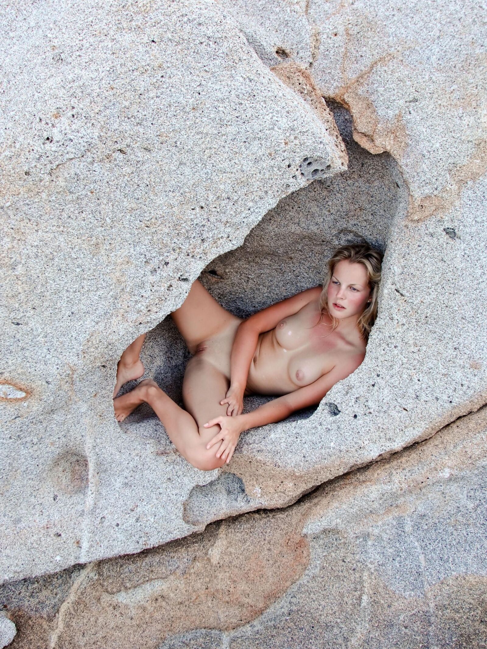 Blonde cave girl