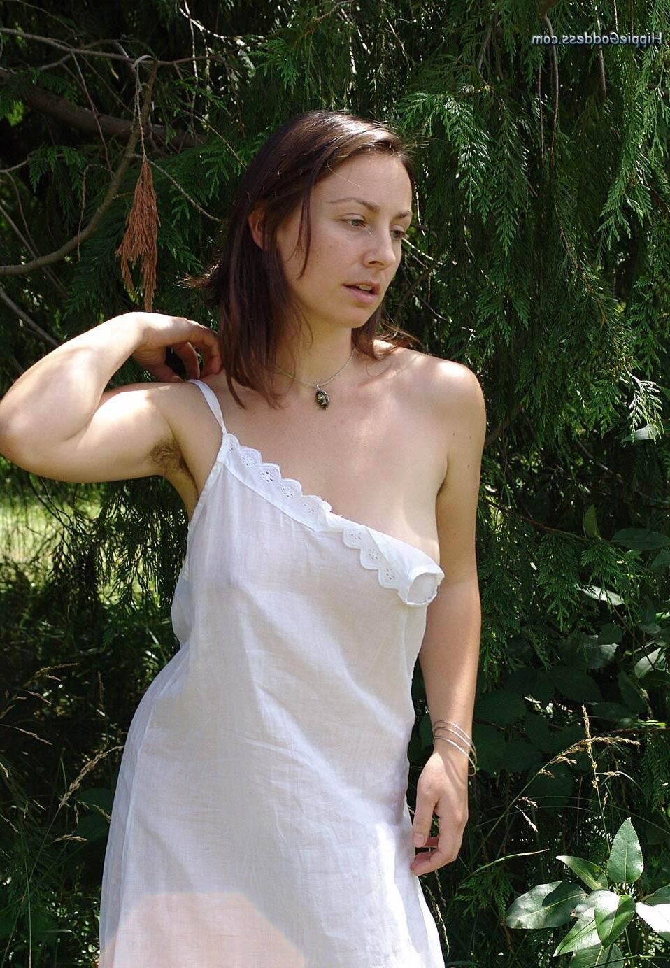 HippieGoddess Jade White dress outdoors