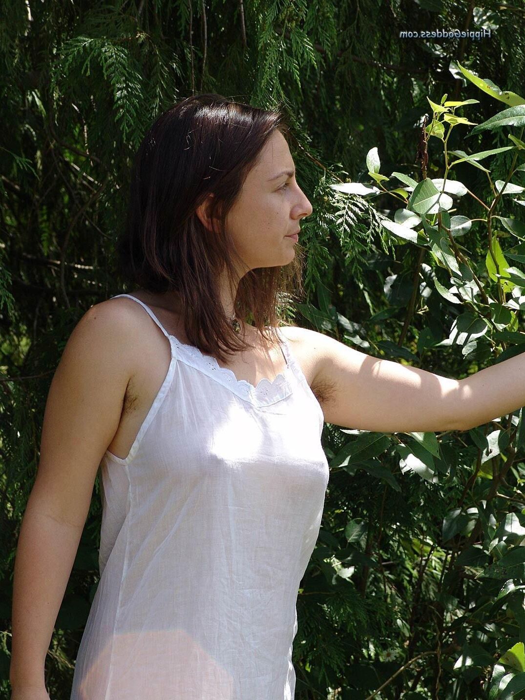 HippieGoddess Jade White dress outdoors