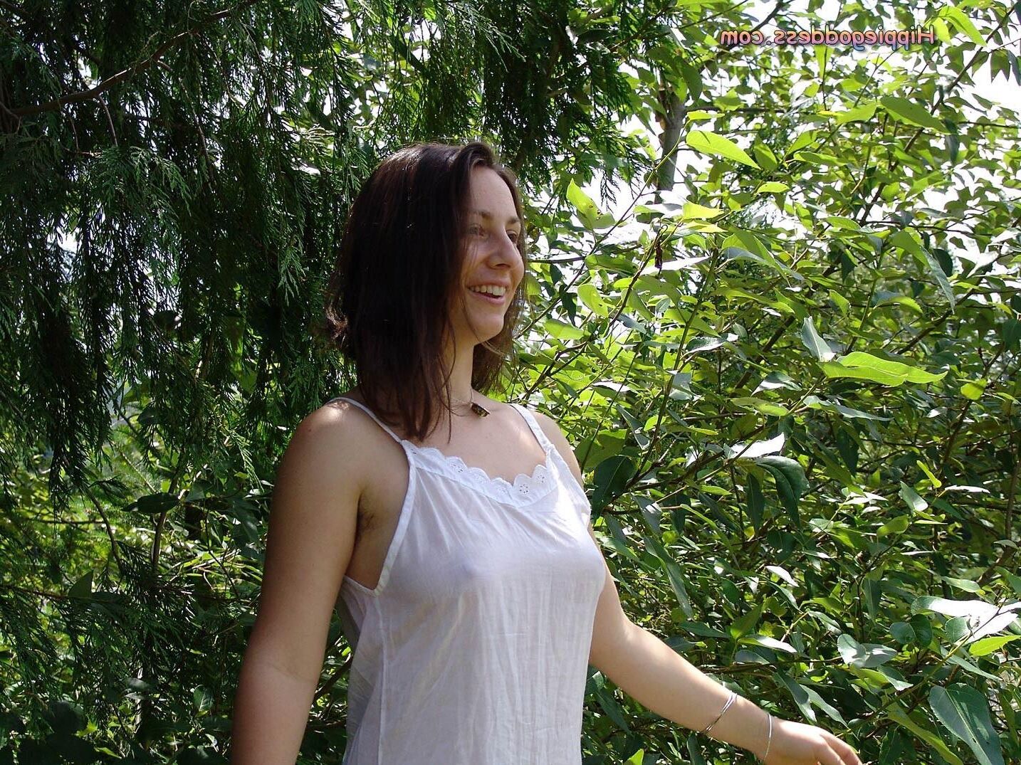 HippieGoddess Jade White dress outdoors