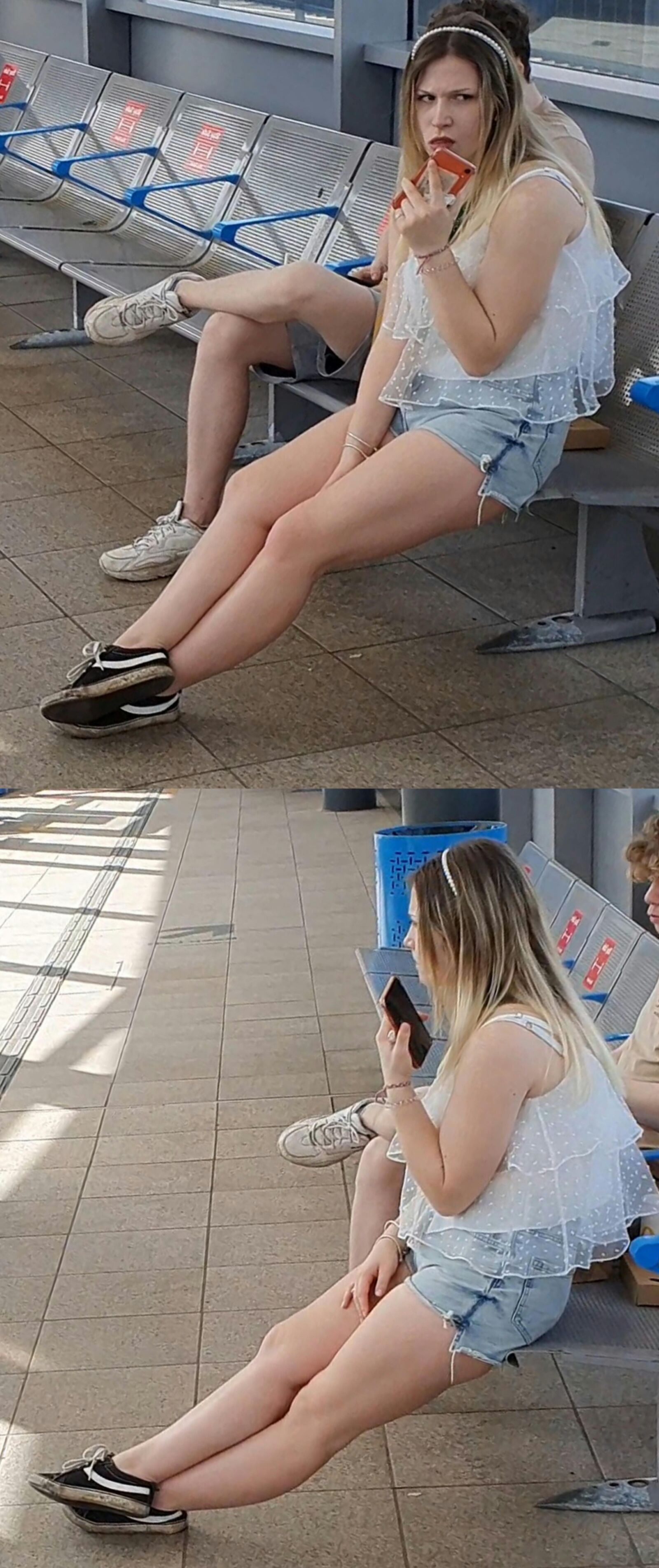 [CANDID] TEEN TEASES WITH LEGS AND CHEEKS