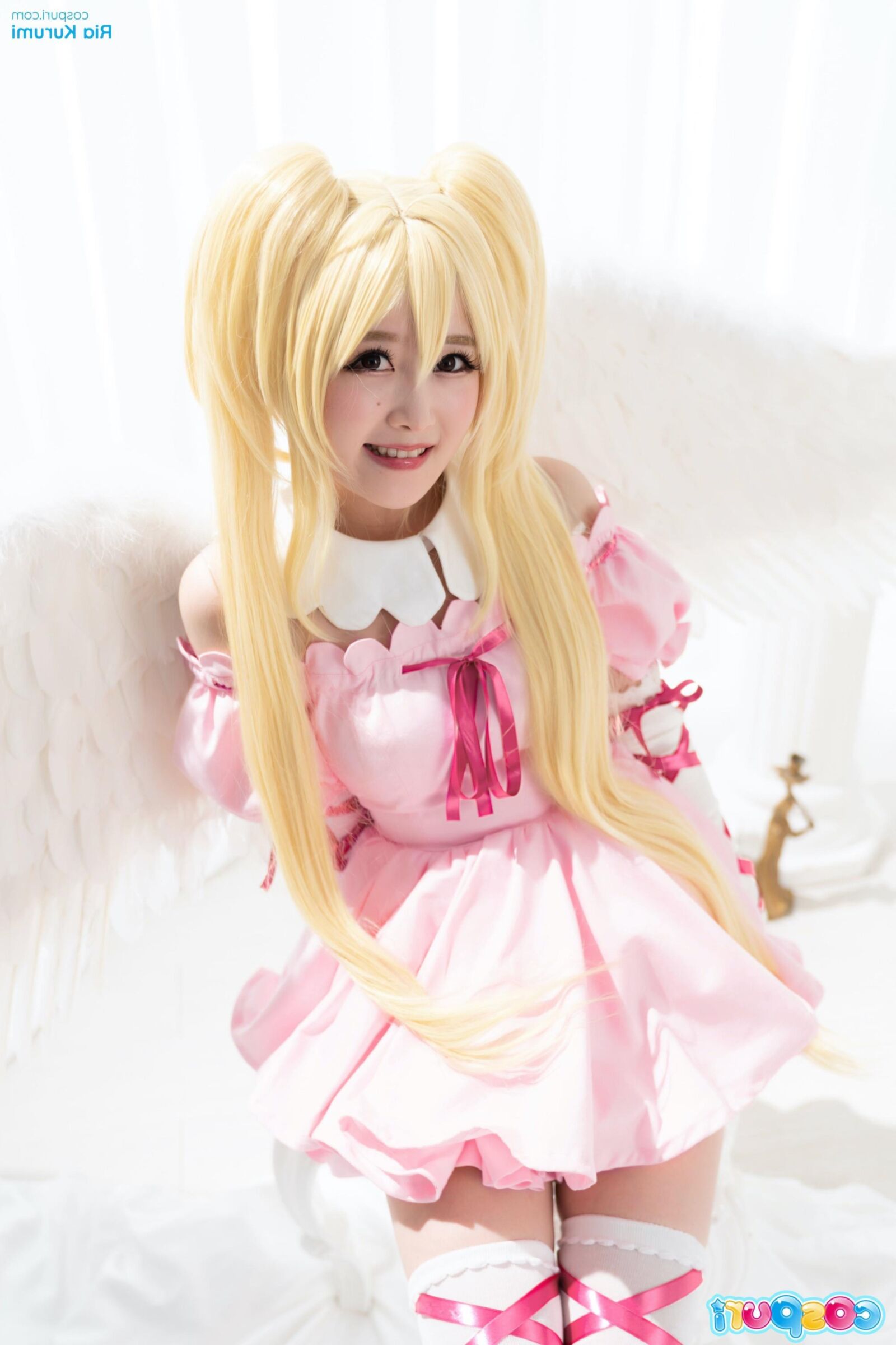 Vestido de festa rosa costuri ria kurumi