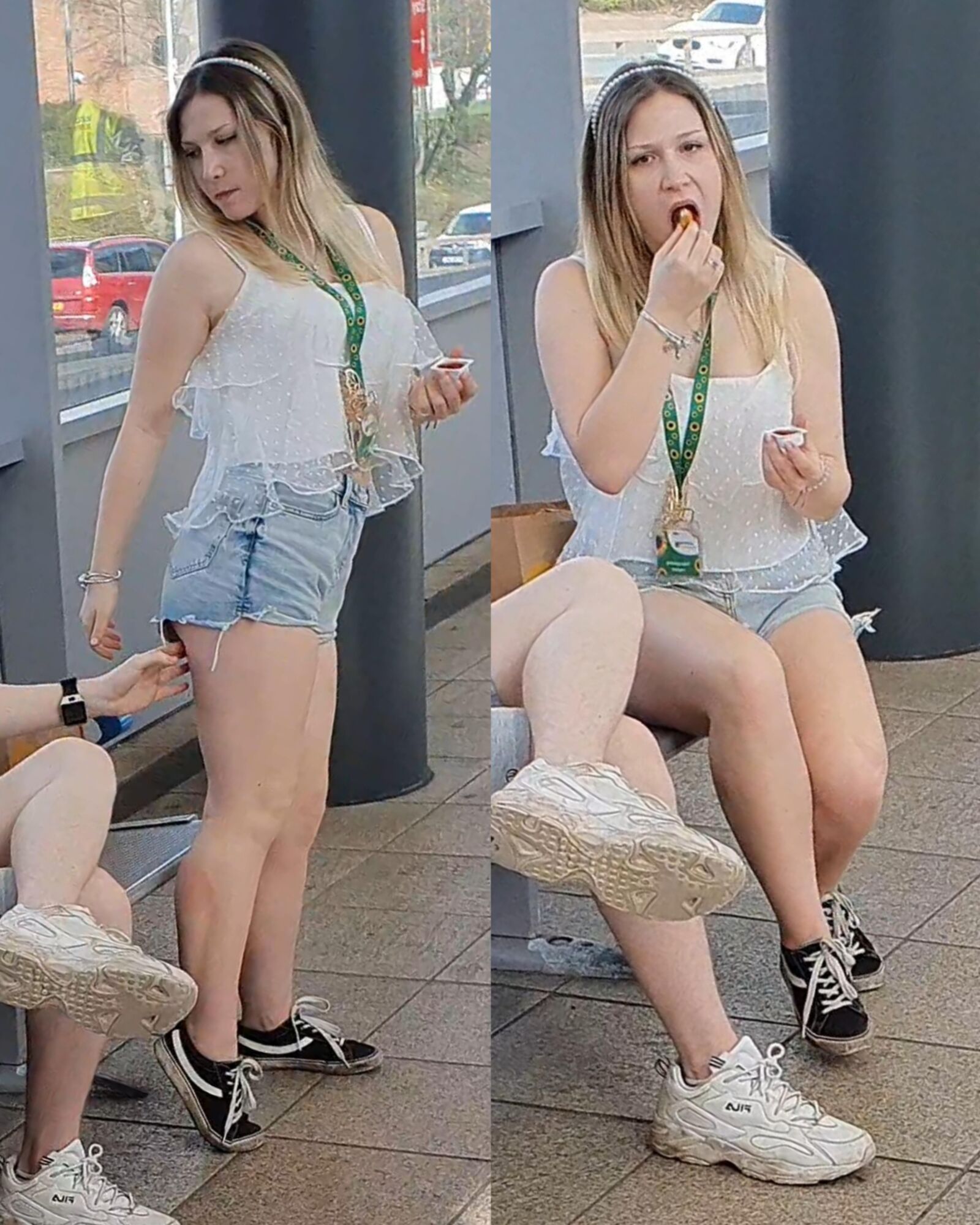 [CANDID] TEEN TEASES WITH LEGS AND CHEEKS