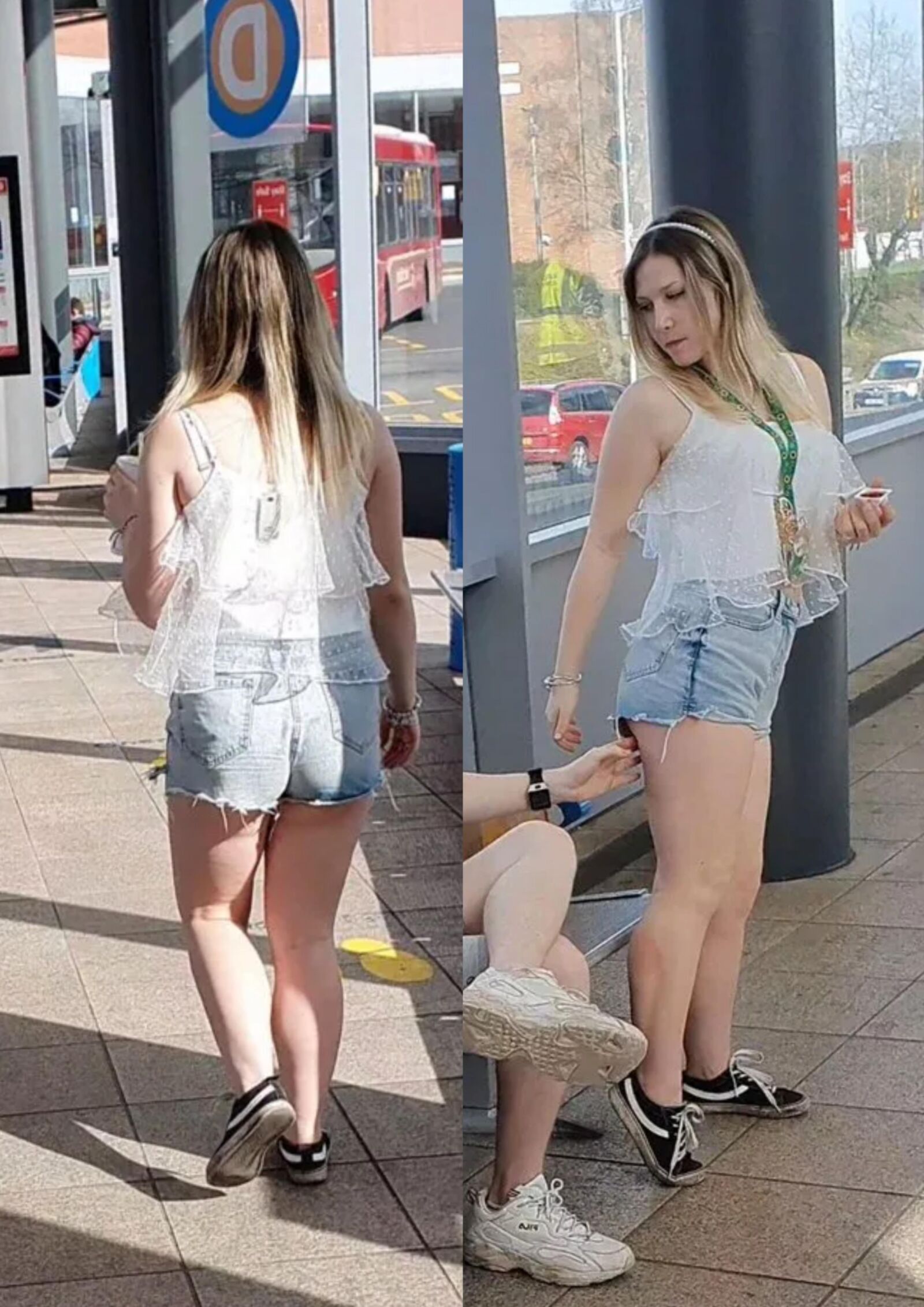 [CANDID] TEEN TEASES WITH LEGS AND CHEEKS