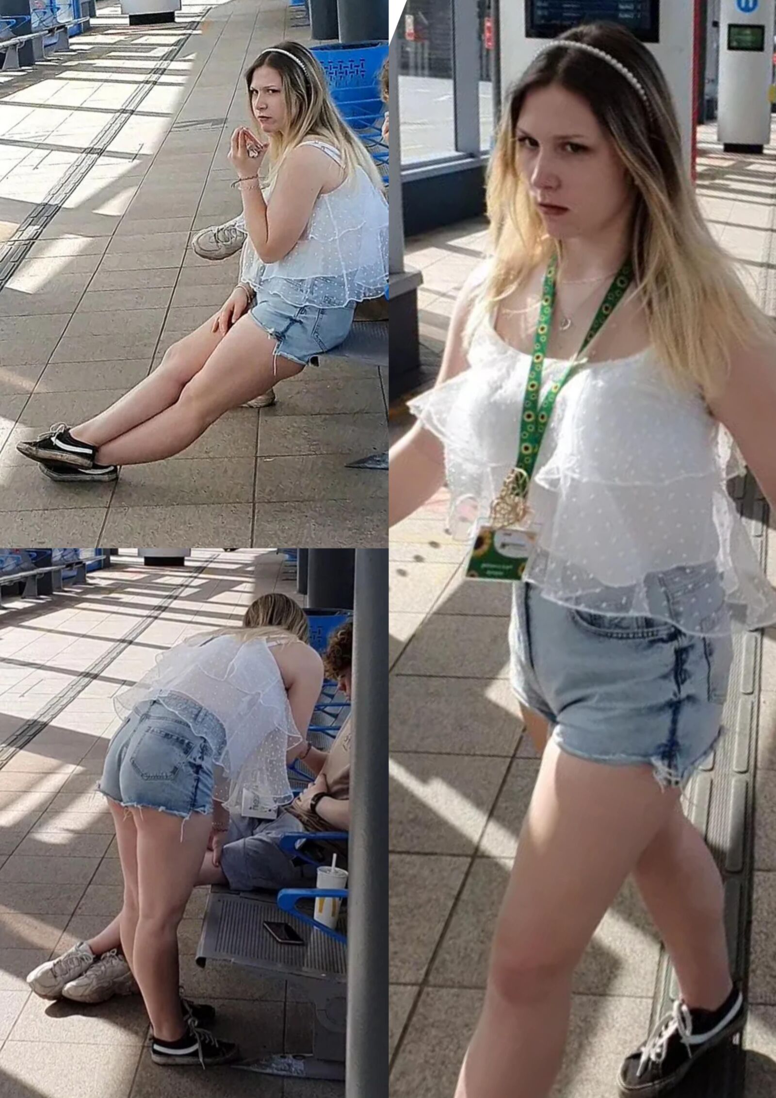 [CANDID] TEEN TEASES WITH LEGS AND CHEEKS